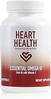 Heart Health Essential Omega III Fish Oil with Vitamin E, Helps Maintain Normal Cholesterol Levels, Healthy Blood Pressure, Normal Blood Flow, Market America (60 Soft Gels)