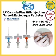 Hospitech IV Cannula Plus With Injection Valve & Radiopaque Catheter 14G 16G 18G 20G 22G 24G