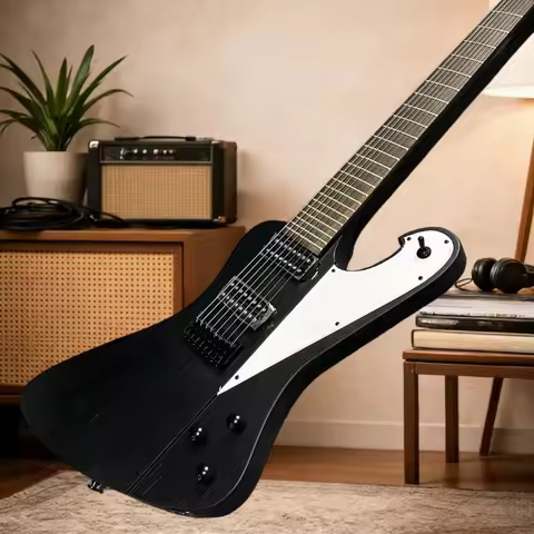BK Electric Guitar Old Grey Alien Flying Wing 8-String Electric Guitar Solid Wood Piano Body Free De