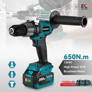13mm 650N.m Brushless Electric Drill 25+3 Torque Multifunction Cordless Home DIY Ice Breaking Power Tools For Makita 18V Battery