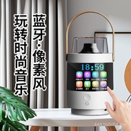 Speaker Bluetooth tanpa wayar versi Inggeris dengan jam penggera, radio FM, speaker mini mudah alih 
