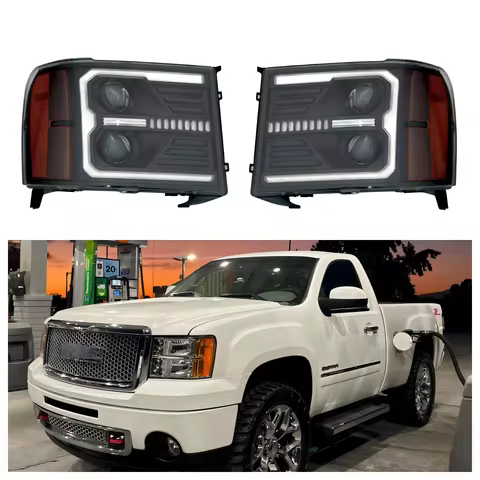 1pcs Full Led Headlight Fit for 2007-2013 GMC Sierra 1500,2007-2014 GMC Sierra 2500HD 3500HD With DR