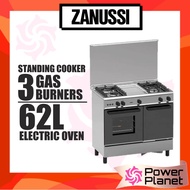 Zanussi  3 gas burner Cooker ZCM932X Gas Cooker stainless steel convection with Electric Oven (62L)