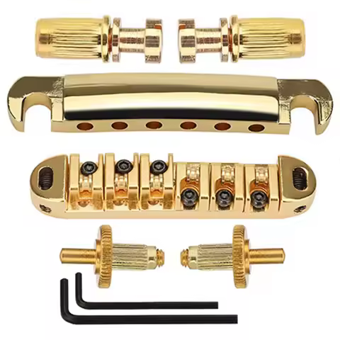 N17R 1 Set Of 6 Strings Guitar Tune-O- Bridge and Tailpiece with Posts for SG LP Electric Guitar,Gol