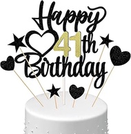 Conruich Cake Decoration Happy Birthday Cake Topper 41st Birthday Man Woman Cake Decoration Happy 41