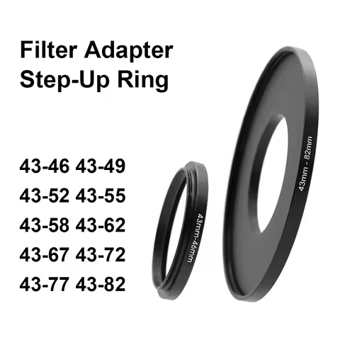 Camera lens Filter Adapter Ring Step Up Ring Metal for 43mm lens - 46 49 52 55 58 62 67 72 77 82 mm 