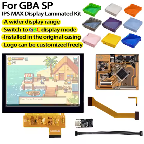 For GBA SP IPS MAX Screen Kit 3.2-inch 920x640 Laminated IPS LCD Kit For Gameboy Advance Sp Screen F