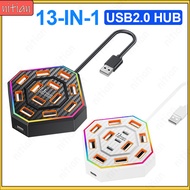13-in-1 USB 2.0 HUB 13 Port USB Splitter Extender Adapter USB Docking Station High Speed Data Transm