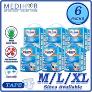 PLove Standard  Adult Diapers Tape Lampin Dewasa (P.Love 6 Packs) - (Size M, L, XL) Ready Stock (P L