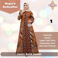 Gamis wanita jumbo batik katun kombinasi terbaru modern kekinian