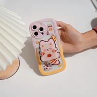 [3D15] Softcase Gelombang Bening + Popsocket TIMBUL Motif Lucu Kupu kupu animals For OPPO A15S A17K 