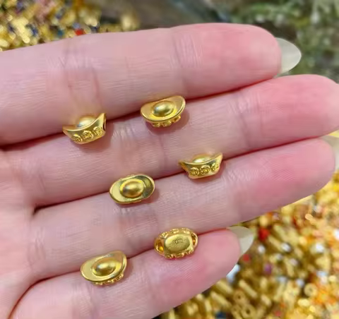 24k pure gold yuanbao 999 real gold charms diy bracelet fine gold coins yuanbao about 0.16g