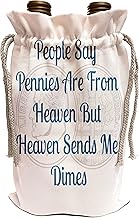3dRose Image Of People Say Pennies Heaven Sends Me Dimes-Wine Bag, 13.5 by 8.5-inch, Beige