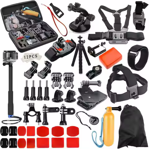 For Gopro Accessories Set for go pro hero 8 7 6 5 4 3 kit 3 way selfie stick for Eken h8r for xiaomi