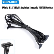 6Pin to 4 SATA Angled Power Cable for Seasonic VERTEX GX-1200/GX1000/GX-850/GX-750, VERTEX PX-1200/P