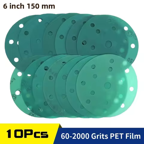 5/10Pcs Hook and Loop Sanding Disc 6 Inch 15 Holes 60 to 2000 Grit Polyester Film 150MM Sandpaper We