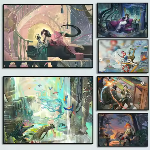 Reverse 1999 Strategy Card Game Poster Cartoon Character Sonetto 37 Tooth Fairy Chinese Style Canvas