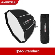 QS2 AMBITFUL ซอฟท์บ๊อกซ์แปดเหลี่ยมพับได้90ซม. 65ซม. แท่นรองพร้อมมือจับ V860III Godox TT600แสงแฟลช Sp