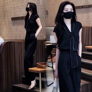 Chị Em Thời Trang Cao Cấp Bộ Nữ Mùa Hè Nhẹ Áo Vest Dài Tay Top Quần Ống Suông 2 Bộ