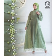 gamis aira brokat malika kombinasi payet mutiara| gamis brokat| gamis