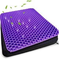 Extra-Large Gel Seat Cushion Breathable Honeycomb Relief Egg Seat Cushion Home Office Chair Cars Wheelchair (Purple)