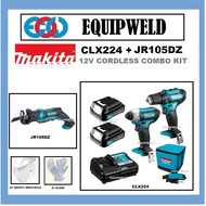 Makita 12V Combo CLX224 Cordless (DF333DZ + TD110DZ) Compact Drill + Impact Driver + JR105DZ Recipro