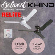 (FOR SUPER LOW CEILING) Khind Relite PETITE 36inch / 48inch - AC Ceiling Fan / Mounted Fan / High Ef