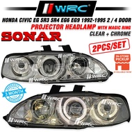 Sonar Honda Civic EG SR3 SR4 EG6 EG9 1992 - 1995 2 / 4 Door Projector Headlamp With Magic Ring