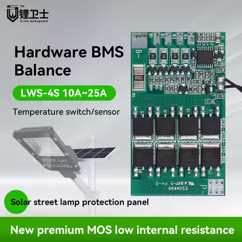 LWS LFP Llithium 4S 15A 20A 12.8V 14.4V Balanced PCM Battery Management System BMS for Solar Street 
