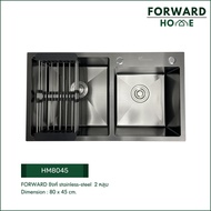 Forward ซิงค์ล้างจาน อ่างล้างจาน วัสดุสแตนเลส เคลือบนาโนสีดำ ขนาด80x45ซม. Kitchen sink black sink handmade sink รุ่น HM8045