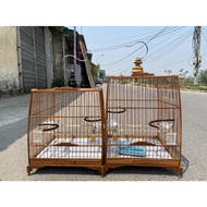 Self-assembled old bamboo crested bird cage frame with Thai shape, square crested bird cage, bird ca