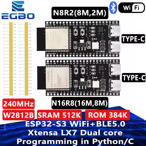 EGBO ESP32-S3-D-1 ESP32-S3 WiFi Bluetooth-compatible BLE 5.0 Mesh Development Board ESP32 Wireless M
