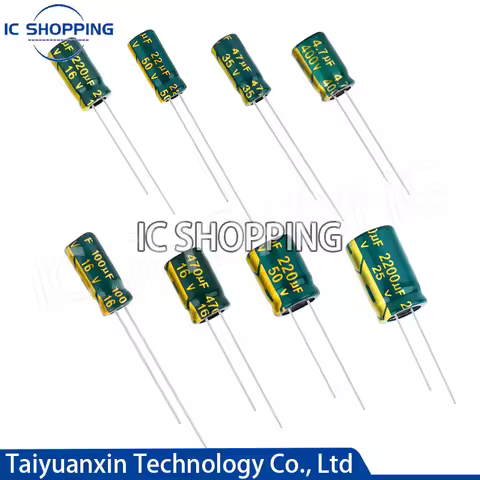 20PCS~500PCS High Frequency Capacitor 6.3V 10V 16V 25V 35V 50V 400V 450V 47UF 10UF~3300UF 100UF 220U