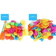 TEN 30 52 Pcs Magnetic Fishing Toys Plastic Fish Rod Set Kids Playing Water Gifts