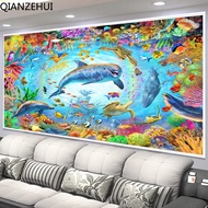 DIY 5D 5D Round full beads 5 Stone Painting Underwater World Dolphin diamond painting,beads painting