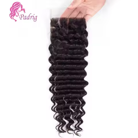 4x4 Deep Wave Human Hair Lace Closure Brazilian Virgin Hair Pre-Plucked Transparent Swiss Lace 150% 