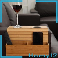 [HOMYL2] Couch Cup Holder Wood with Cup Tray Couch TV Remote Holder Sofa Armrest Bag