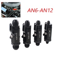 AN6-AN12 Aluminum Inline Fuel Shut Off Valve Cut Off W/ Cable Lever Black AN6 AN8 AN10 AN12