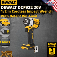 DEWALT DCF922 20V 1/2 in Cordless Impact Wrench with Detent Pin Anvil - Powerful and Convenient Two Battery-One Charger Design