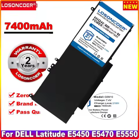 LOSONCOER 7400mAh Replacement Laptop Battery For DELL Latitude E5450 E5470 E5550 E5570 8V5GX R9XM9 W