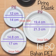 [Isi50] Small Medium Large Plastic Plate P6 P7 P9 Size 6 7 9 PET Disposable Fruit Plate Snack Snack 
