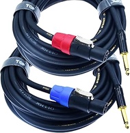 Speak on 2Pcs Professional Speakon to 1/4 Inch ts Speaker Cable for pa Jack Pair 14 awg Gauge Male A