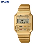 Casio  A100WEG นาฬิกา ของแท้ Pac-Man Limited Joint Trend Square Student นาฬิกาข้อมืออิเล็กทรอนิกส์สำ