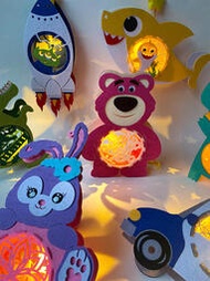 吉星2021兒童卡通手工紙燈籠節日diy材料包定制手提小花燈恐龍玩具