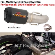 Motorcycle Exhaust Muffler Escape Middle Link Pipe With Carbon Muffler Slip On For Kawasaki Z900RS Z