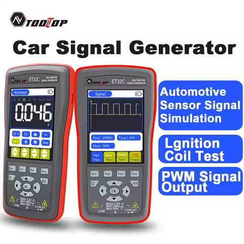 TOOLTOP ET32C Automotive Signal Generator Multimeter Car Signal Simulator Duty Voltage Hz Ohm Capaci