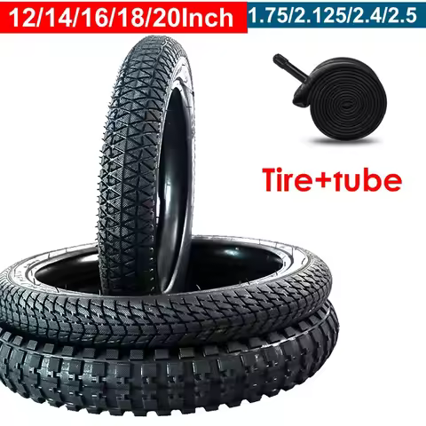 1Pc/Set Children Bike Tire And Tube Thicken 12/14/16/20"X1.75/2.125/2.4/2.5 Black Bicycle Inner And 