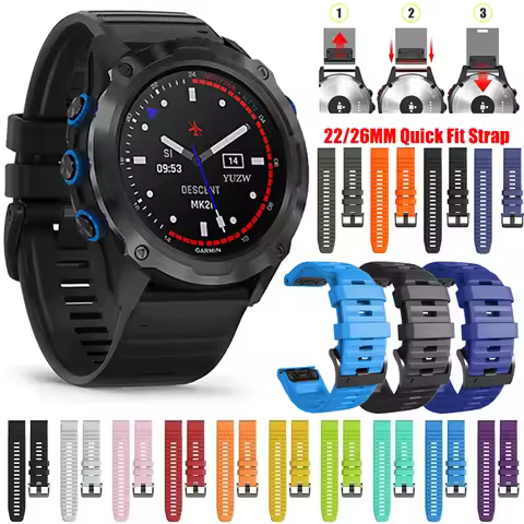Easyfit Watch Strap For Garmin Descent Mk2 Mk2i Mk1 G1/Epix 2/Enduro 2/MARQ Quickfit Silicone Band 2