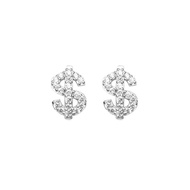 TOMEI Full-Diamond US Dollar Letter Earrings for Men and Women
