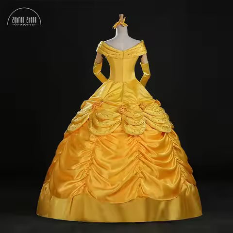 2025 aaa Top Quality Princess Belle Luxury Crystal Cosplay Costume Dress For Women Halloween
